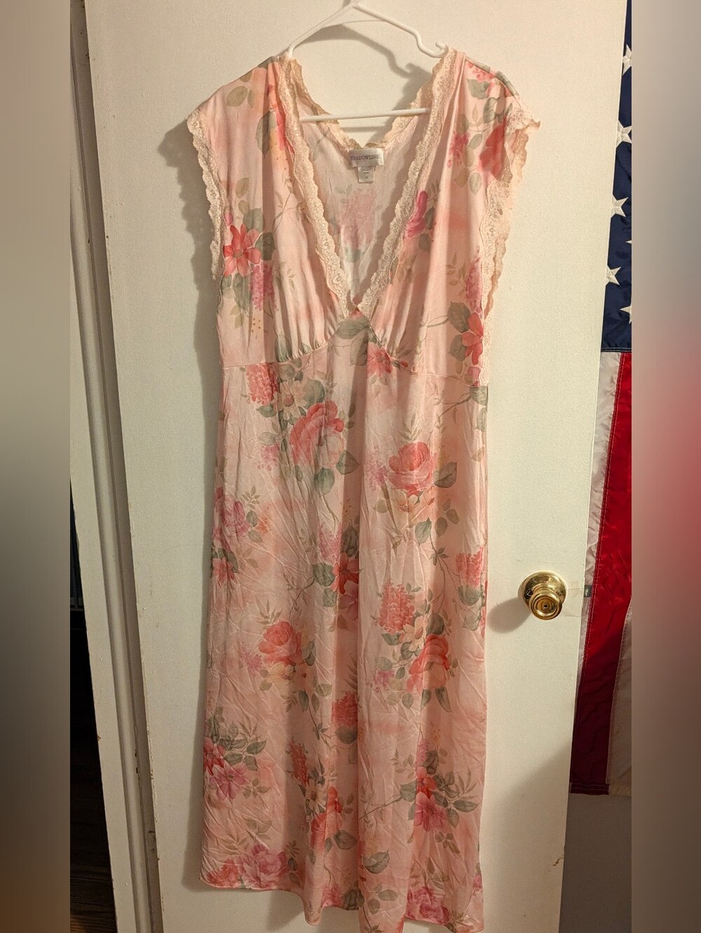 Sheer Pink Floral Lace-Trim Chemise
